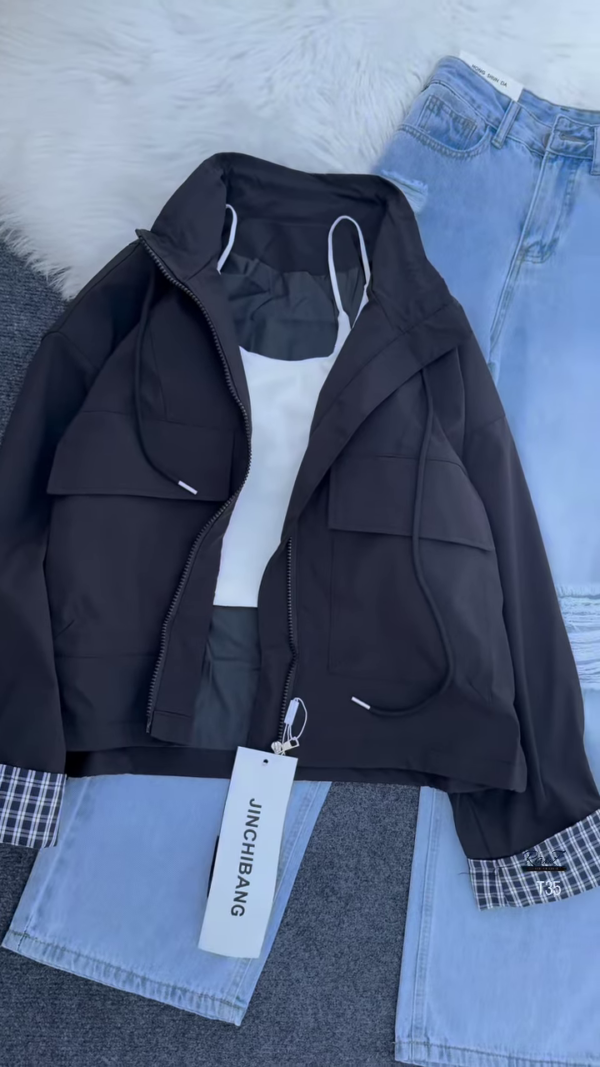 1102-5.png Utility Zip-Up Windbreaker with Straight-Cut Ripped Jeans – Urban Cool Look for Everyday Wear