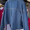 Cropped Washed Denim Shirt with White Inner – Layered Street Style Essential for Casual Chic Look