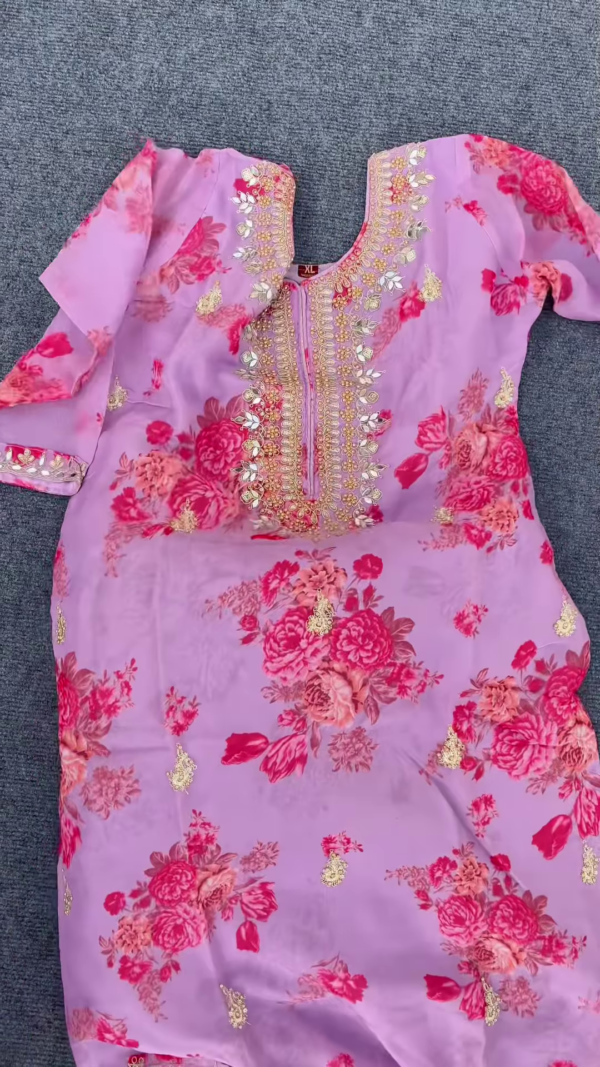 1105-2.png Lavender Floral Printed Kurti with Golden Embroidery – Festive & Ethnic Wear for Women