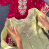 Red Embroidered Party Wear Kurti with Pearl & Mirror Work – Traditional Glam Look for Festive Occasions