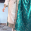 1108-3.png Elegant Cream Kurta Set with Embroidered Green Dupatta – Classy Ethnic Outfit for Festive & Formal Wear