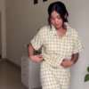 Padded Cotton Night Suit – Yellow Gingham Co-Ord Set for Ultimate Comfort & Style