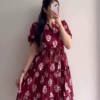 Elegant Printed Tiered Dress for Women - Stylish Maroon & White Midi Dress - Available in 6 Colors