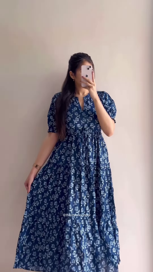 Elegant Printed Tiered Dress for Women - Stylish Maroon & White Midi Dress - Available in 6 Colors