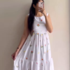 Elegant Printed Tiered Dress for Women - Stylish Maroon & White Midi Dress - Available in 6 Colors