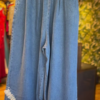 Playful Denim Wide-Leg Trousers with Colorful Flower Appliques & Lace Trim - Women's Unique Bottoms