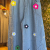 Playful Denim Wide-Leg Trousers with Colorful Flower Appliques & Lace Trim - Women's Unique Bottoms