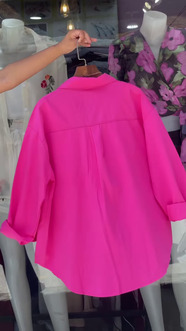 Vibrant Green Oversized Button-Down Shirt - Women's Stylish Casual Top with Pockets
