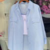 Vibrant Green Oversized Button-Down Shirt - Women's Stylish Casual Top with Pockets
