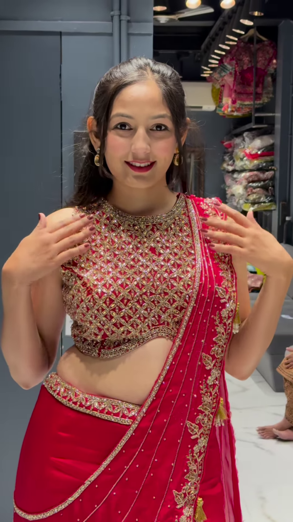 Women's Regal Red Embroidered Lehenga Choli with Dupatta – Festive & Bridal Ethnic Wear