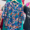 Unisex Geometric Print Button-Up Shirt with Solid Green Skirt – Contemporary Streetwear Fusion