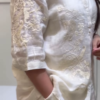 Embroidered Ivory Mandarin Collar Shirt with Matching Trousers – Lightweight Ethnic Summerwear