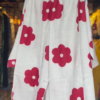 Women’s White Asymmetrical Top with Bold Red Floral Prints – Elegant High-Low Casualwear