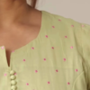 Women’s Light Green Embroidered Kurti with Floral Threadwork – Elegant Long-Sleeve Ethnic Casualwear