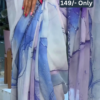 Women’s Abstract Blue-Purple Printed Saree with Solid Blouse – Lightweight Everyday Ethnicwear