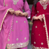1152-2.png Couple’s Coordinated Embroidered Kurta Set – Pink & Red Traditional Ethnicwear with Dupattas