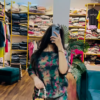 Women’s Multicolor Printed Kurta with Pearl Handle Mini Bag – Ethnicwear Store Mirror Portrait Look