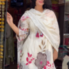 Women’s White Floral Printed Kurta Set with Dupatta – Ethnicwear Storefront Portrait Ensemble