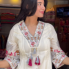 Women’s White Floral Printed Kurta Set with Dupatta – Ethnicwear Storefront Portrait Ensemble
