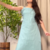 Women’s Teal Sleeveless Kurta Pant Set with Tassel Straps – Elegant Indo-Western Ethnic Ensemble