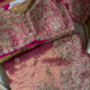 Pink and Gold Embroidered Unstitched Gharara Suit Set