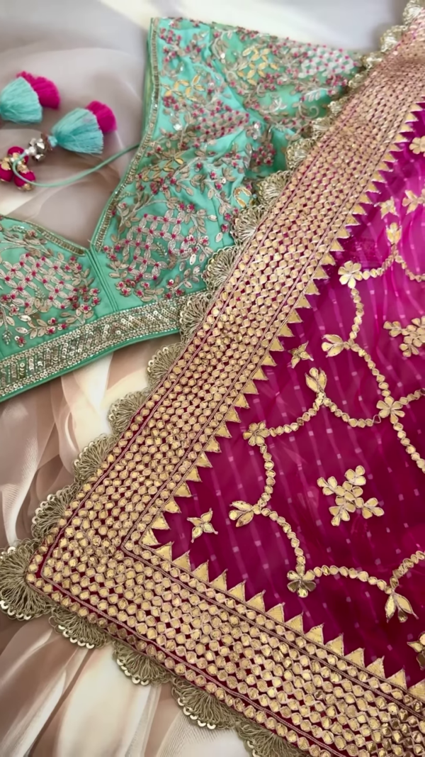 Pink and Gold Embroidered Unstitched Gharara Suit Set
