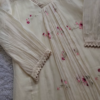 Cream Pleated Embroidered Unstitched Suit Fabric