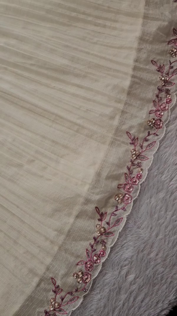 Off-White Embroidered and Appliqued Suit Fabric