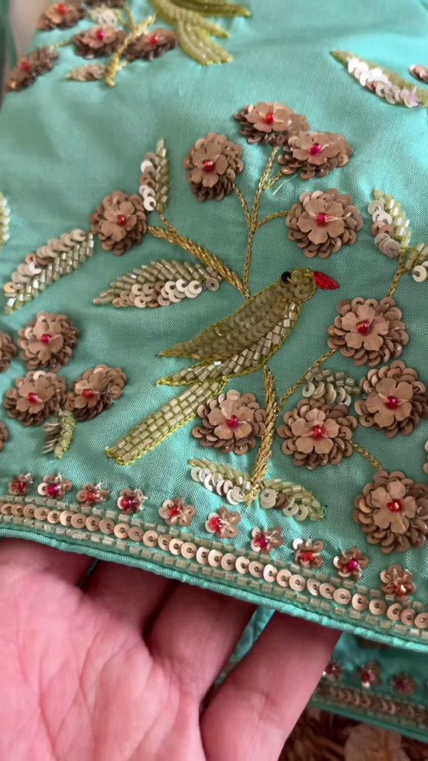 Fuchsia Floral Gota Patti Embroidered Dupatta
