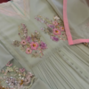 Mint Pleated Anarkali Kurta with Floral Embellishments