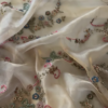 Ivory Floral Thread and Sequin Embroidered Unstitched Fabric