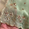Sea Green Embellished Saree with Fuchsia Embroidered Blouse