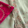 Sea Green Embellished Saree with Fuchsia Embroidered Blouse