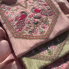 Pastel Pink and Sage Green Embroidered Unstitched Suit Set