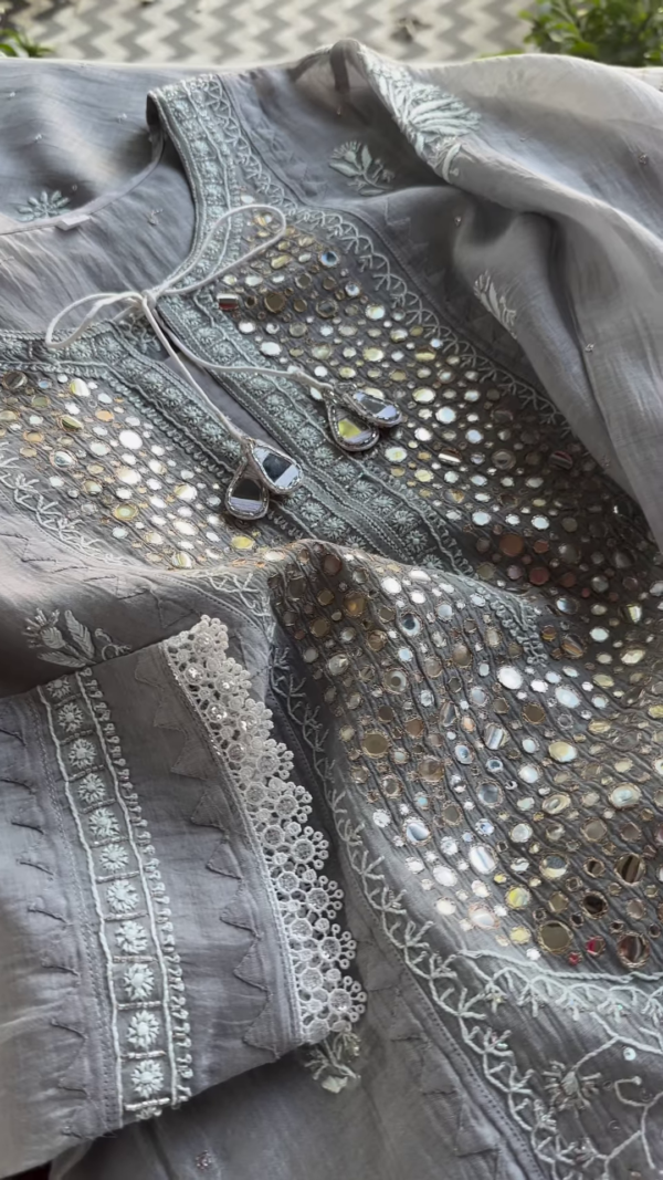 323-2.png Grey Mirror Work Chikankari Unstitched Suit Set