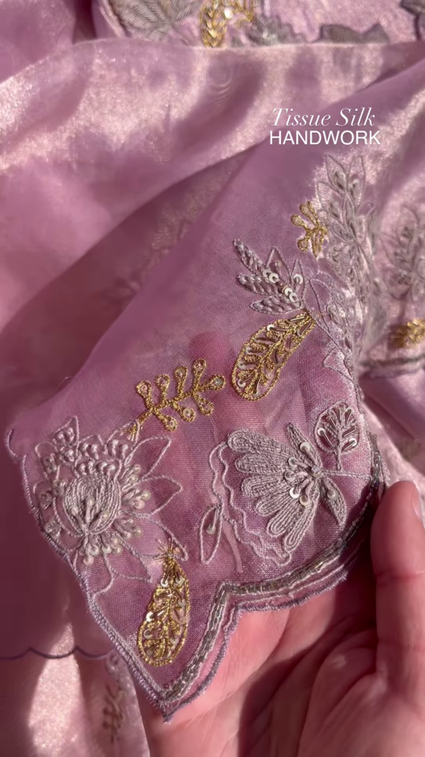 324-1.png Lilac Tissue Silk Handwork Saree Fabric