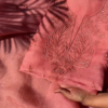 Dusty Rose Leaf Embroidered Unstitched Suit Set