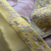 331-1.png Lemon Yellow Floral Chikankari Embroidered Saree Fabric with Coordinating Blouse Piece