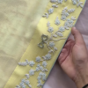 331-2.png Lemon Yellow Floral Chikankari Embroidered Saree Fabric with Coordinating Blouse Piece