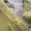 331-4.png Lemon Yellow Floral Chikankari Embroidered Saree Fabric with Coordinating Blouse Piece