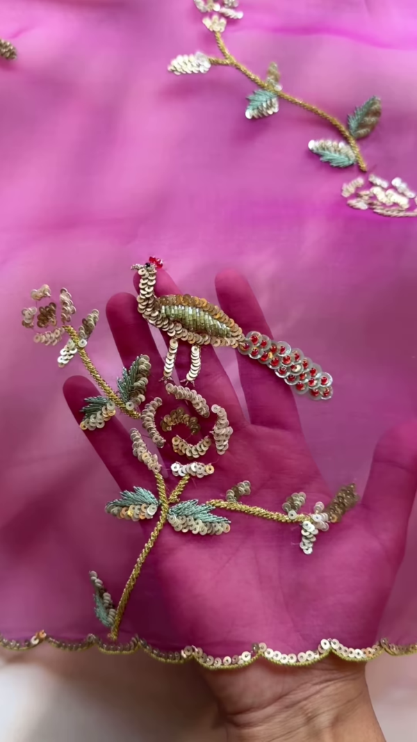 Fuchsia Floral Sequin Embroidered Unstitched Suit Set