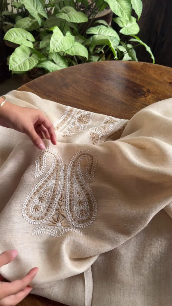 Ivory Embroidered Linen Blend Unstitched Suit Set