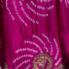 Rani Pink Hand-Embroidered Tissue Silk Saree Fabric