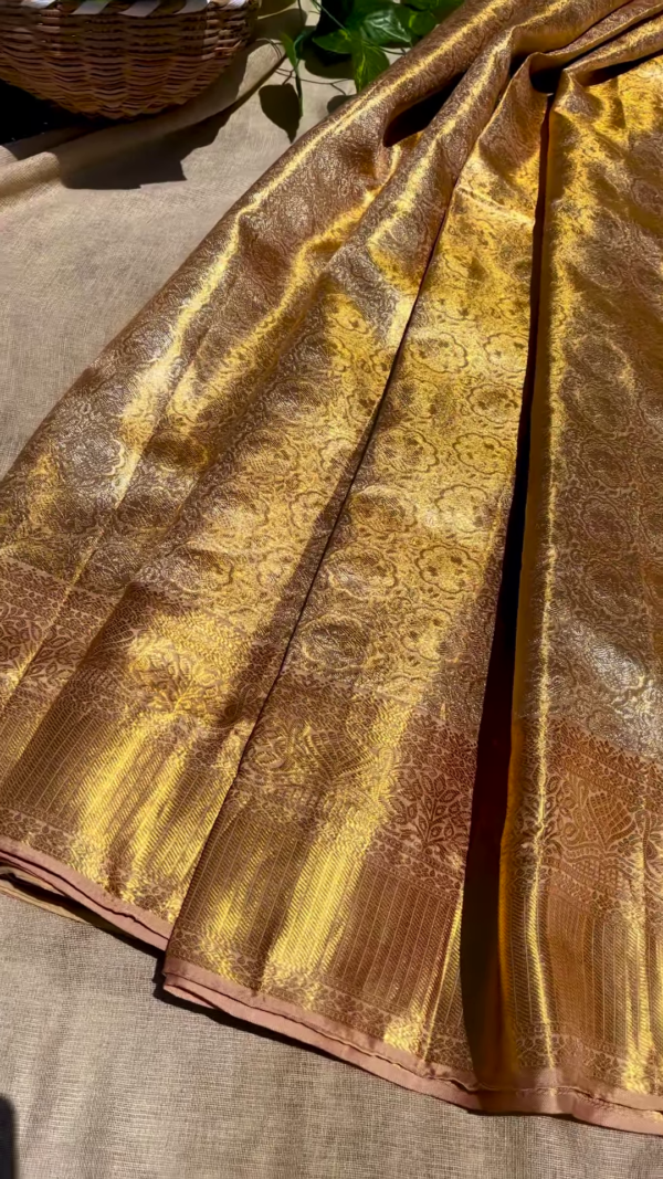Peacock Green Brocade Blouse Piece with Gold Zari Embroidery