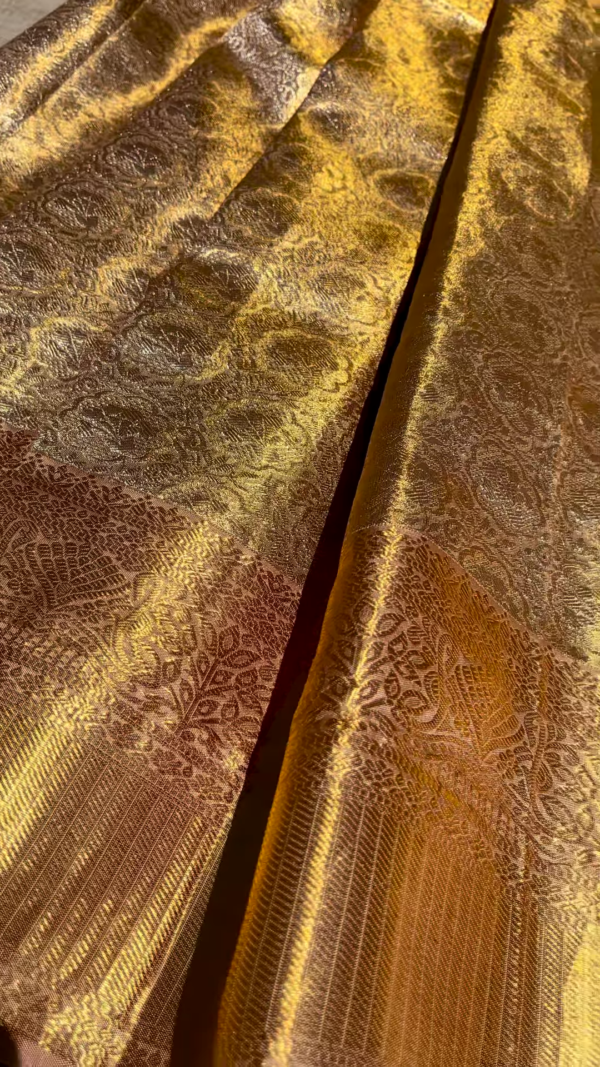 Peacock Green Brocade Blouse Piece with Gold Zari Embroidery