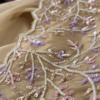 Champagne Tissue Silk Saree with Lilac Vine Embroidery and Brocade Blouse Piece