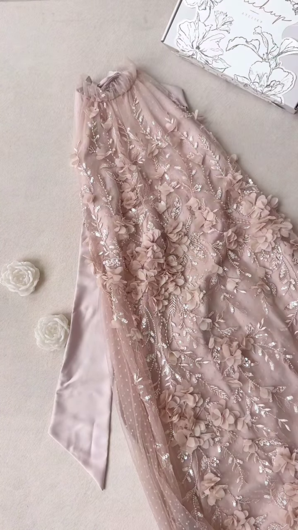Petal Pink Sequin Embellished Corset Gown