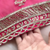 Rani Pink Floral Zari Embroidered Saree with Scalloped Blouse