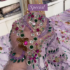 Lilac Sheer Embellished Fabric with Resham, Silma, and Sitara Work