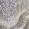 Off-White Silver Zari Chikankari Unstitched Suit Set